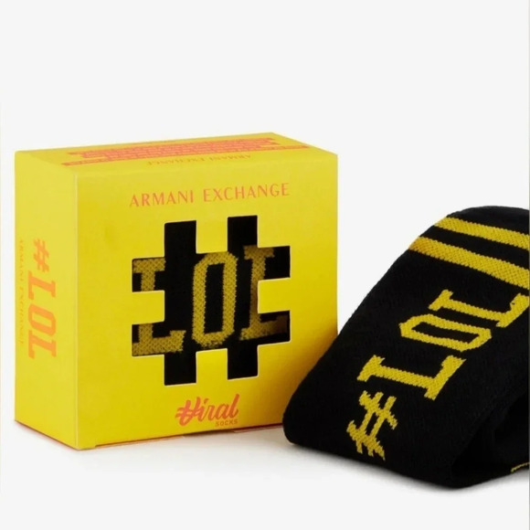 Armani Exchange  AX LOL Black Yellow Tennis Socks size M 70% Cotton - Picture 2 of 6